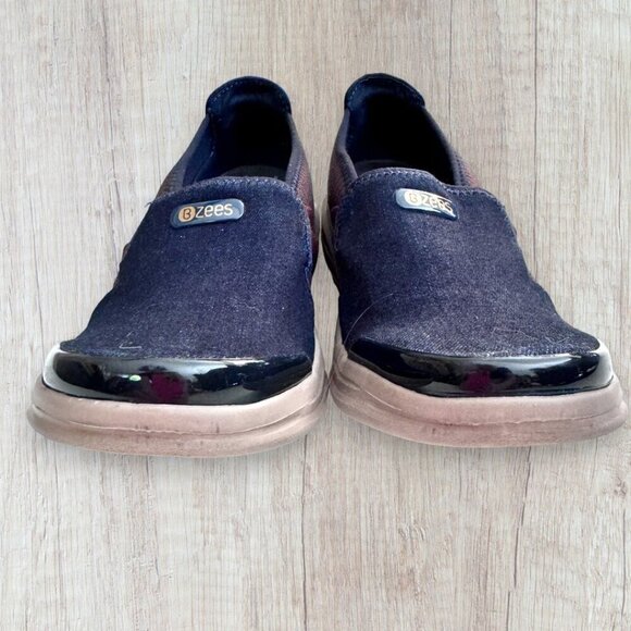 BZEES Cruise Slip On Comfort Lightweight Sneakers Navy Denim Blue Gray Womens 7 - Picture 5 of 10